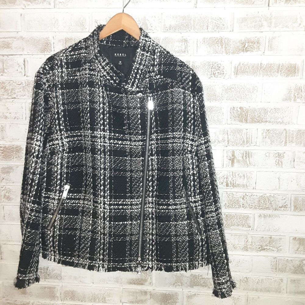 Rebel sz 3X "Black Beauty Tweed" Jacket NWT, Fringe details